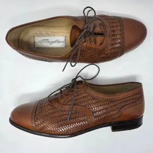MEZLAN MARTINIQUE BROWN WOVEN LEATHER CAP TOE OXFORD DRESS SHOES MENS 9 WIDE
