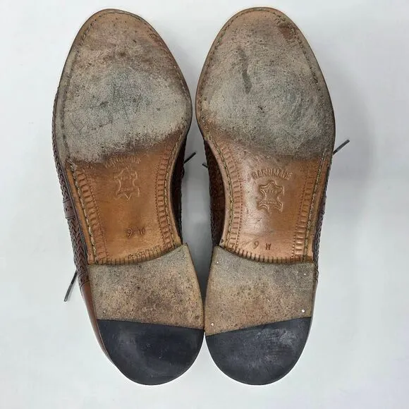 MEZLAN MARTINIQUE BROWN WOVEN LEATHER CAP TOE OXFORD DRESS SHOES MENS 9 WIDE