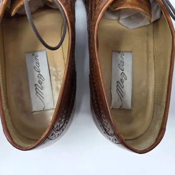 MEZLAN MARTINIQUE BROWN WOVEN LEATHER CAP TOE OXFORD DRESS SHOES MENS 9 WIDE