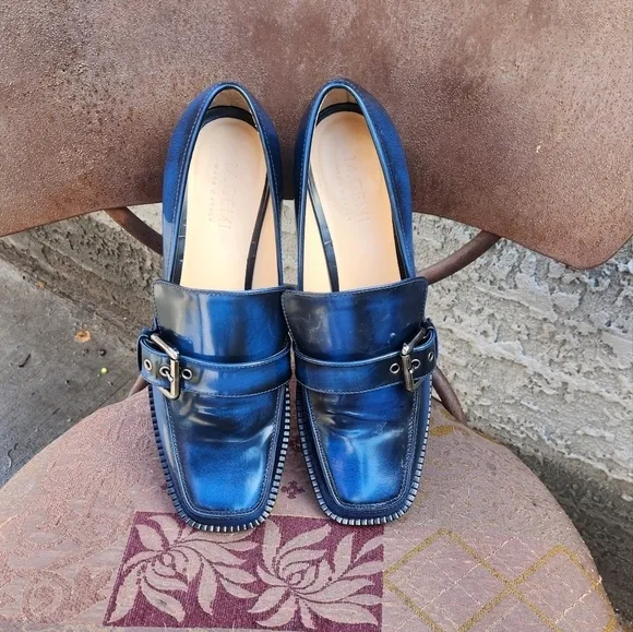 M.Gemi  Made In Italy,‎ Modern Blue Loafer With Buckle.