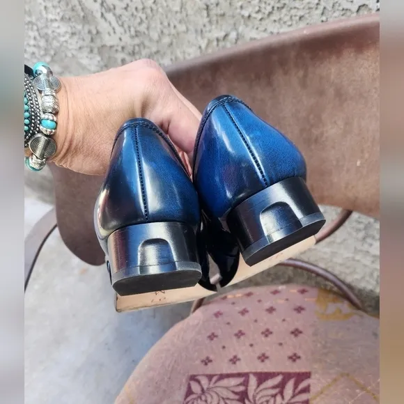 M.Gemi  Made In Italy,‎ Modern Blue Loafer With Buckle.