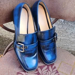 M.Gemi  Made In Italy,‎ Modern Blue Loafer With Buckle.