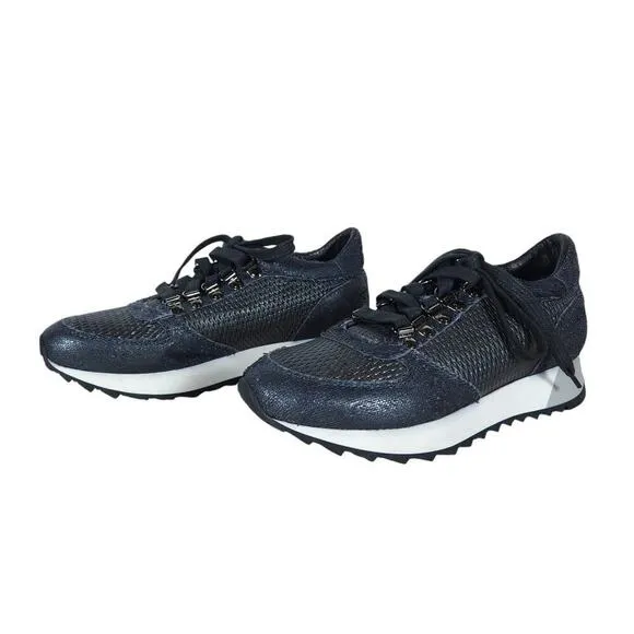 M.Gemi  Sneakers EU 36 Black Leather Lace Up Low Top Running Athletic Shoes