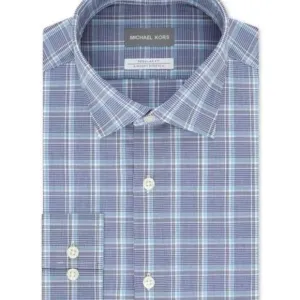 Michael Kors Airsoft Stretch Fabric Plaid Classic-Regular Fit Dress Shirt