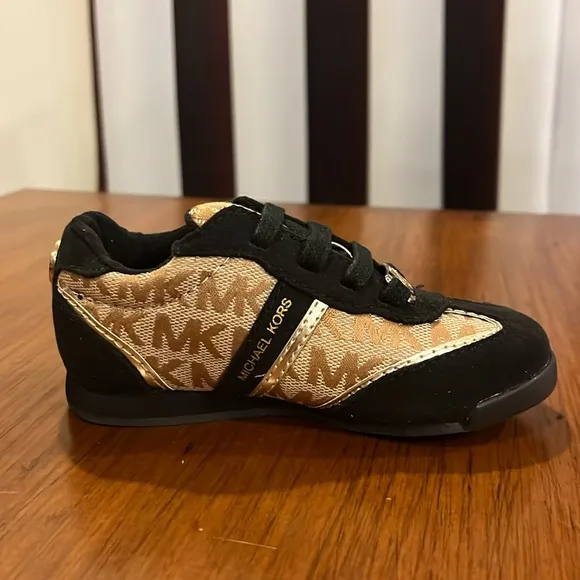Michael Kors Alexia shoes sneakers new black tan Toddlers Girls Sizes