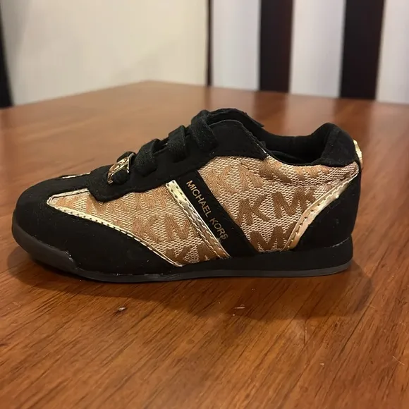 Michael Kors Alexia shoes sneakers new black tan Toddlers Girls Sizes