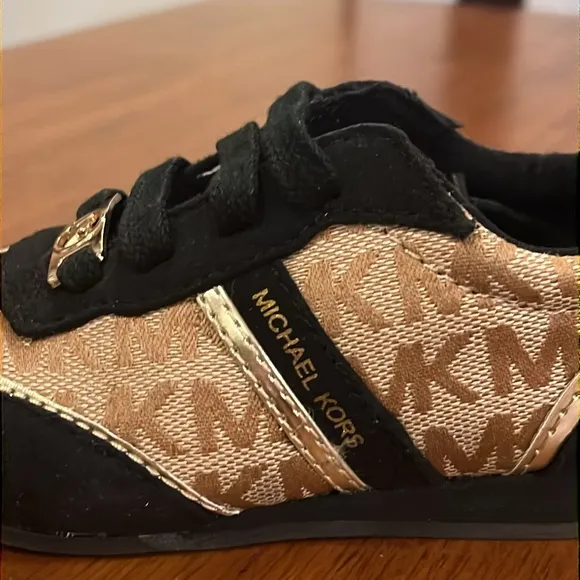 Michael Kors Alexia shoes sneakers new black tan Toddlers Girls Sizes
