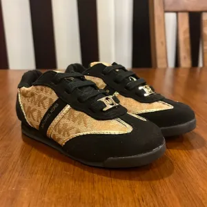 Michael Kors Alexia shoes sneakers new black tan Toddlers Girls Sizes
