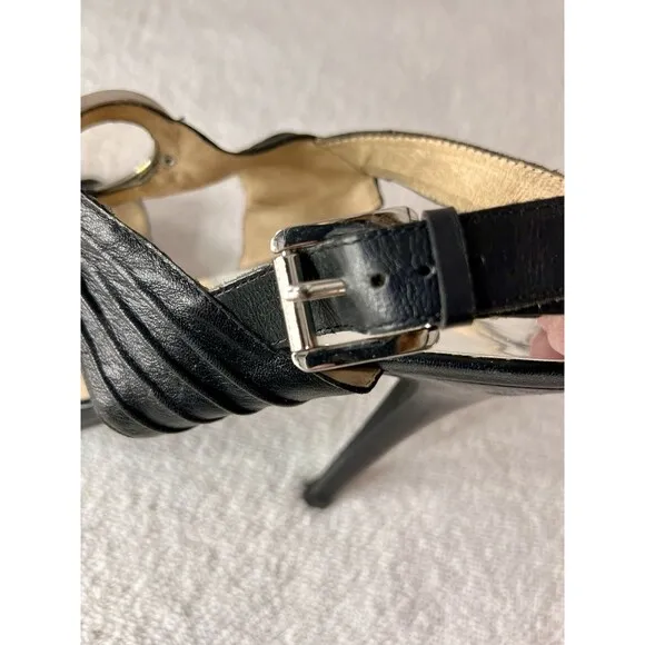 Michael Kors Bella Du Mod Sling Sandals Black Silver Rings Open Toes Shoes 10M