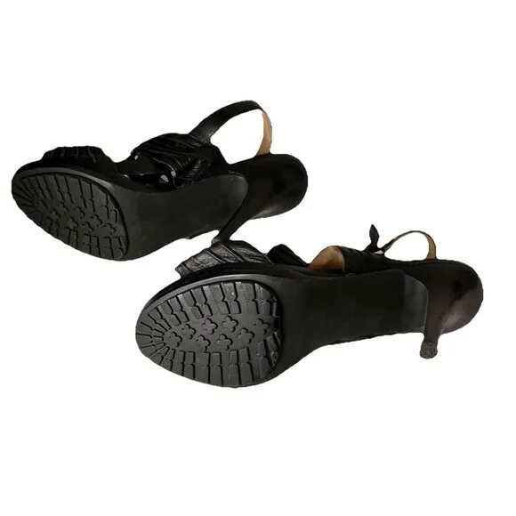 Michael Kors Bella Du Mod Sling Sandals Black Silver Rings Open Toes Shoes 10M