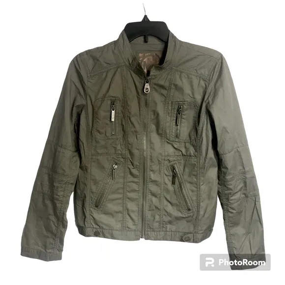 Michael Kors Fashion Utility 4 pocket 100% Cotton Lightweight Full Zip Jacket 4