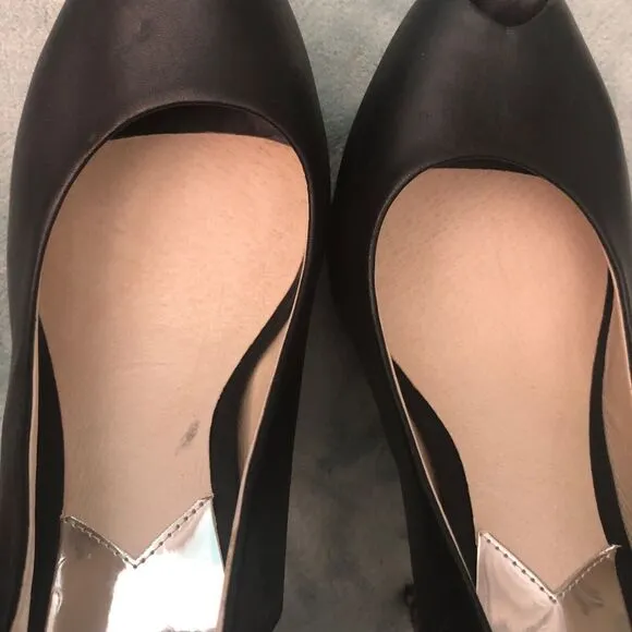 Michael Kors Heels Womens 8.5M Black Leather &amp; Snake Print Peep Toe Platform