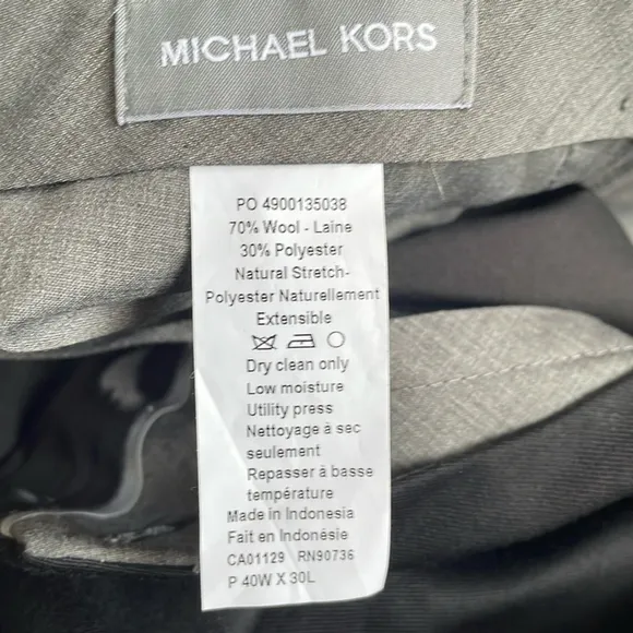 Michael Kors Men’s Modern Wool Black Tuxedo Striped Dress Suit Pants 40Wx30L