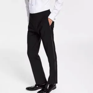 Michael Kors Men’s Modern Wool Black Tuxedo Striped Dress Suit Pants 40Wx30L
