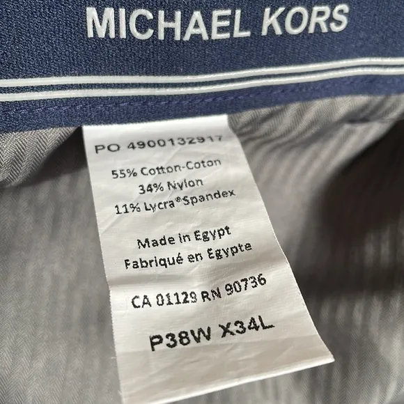 Michael Kors Men's Navy Cotton Stretch Classic Fit Suit Dress Pants 38Wx34L
