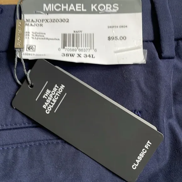 Michael Kors Men's Navy Cotton Stretch Classic Fit Suit Dress Pants 38Wx34L