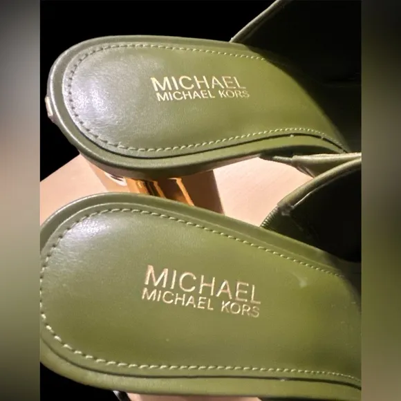 MICHAEL Michael Kors Olive Green Gold Platform Heels Size 6.5M