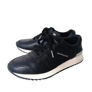 MICHAEL MICHAEL KORS Women's MK Allie Trainer Shoes Black Leather Sneakers SZ 8M
