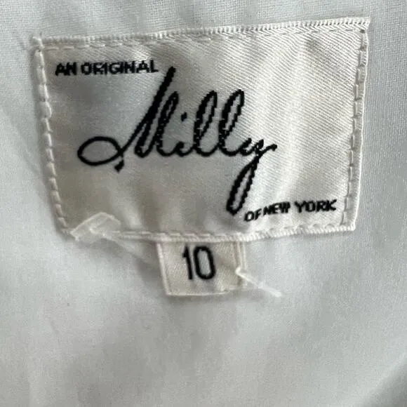 Milly Emalina Dress Womens 10 White Floral Eyelet Strapless Lined Chic Modern