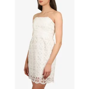 Milly Emalina Dress Womens 10 White Floral Eyelet Strapless Lined Chic Modern
