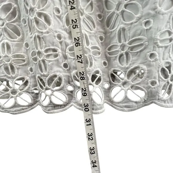 Milly Emalina Dress Womens 10 White Floral Eyelet Strapless Lined Chic Modern