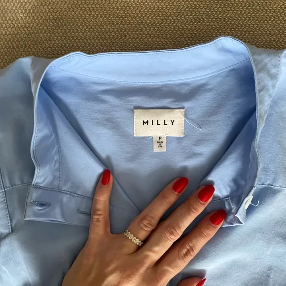 Milly Light Blue Button Down Shirt Dress