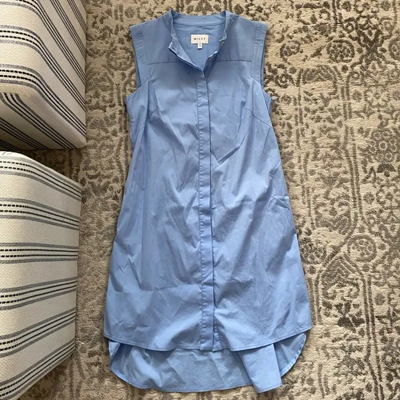 Milly Light Blue Button Down Shirt Dress