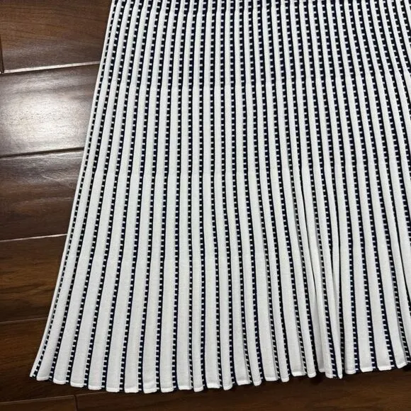 Ming Wang Size Large Navy Blue‎ White Striped Modern Fit Soft Knit A Line Dress