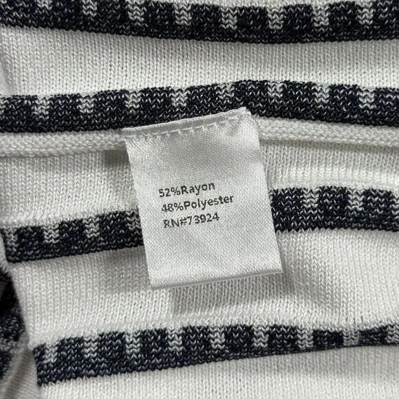 Ming Wang Size Large Navy Blue‎ White Striped Modern Fit Soft Knit A Line Dress