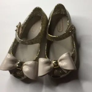 Mini Melissa gold glitter Ultragirl bow jelly flat