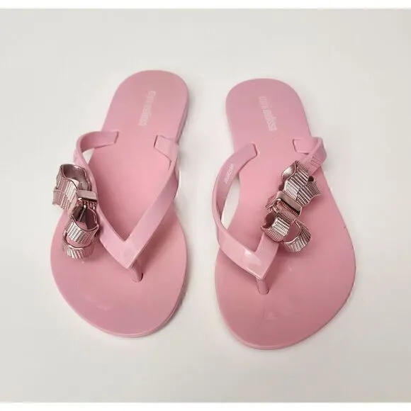 Mini Melissa Girls HARMONIC SWEET V AD Pink Thong Sandals Size 1/Eur 32