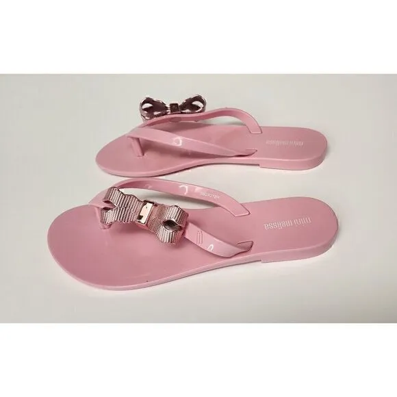 Mini Melissa Girls HARMONIC SWEET V AD Pink Thong Sandals Size 1/Eur 32