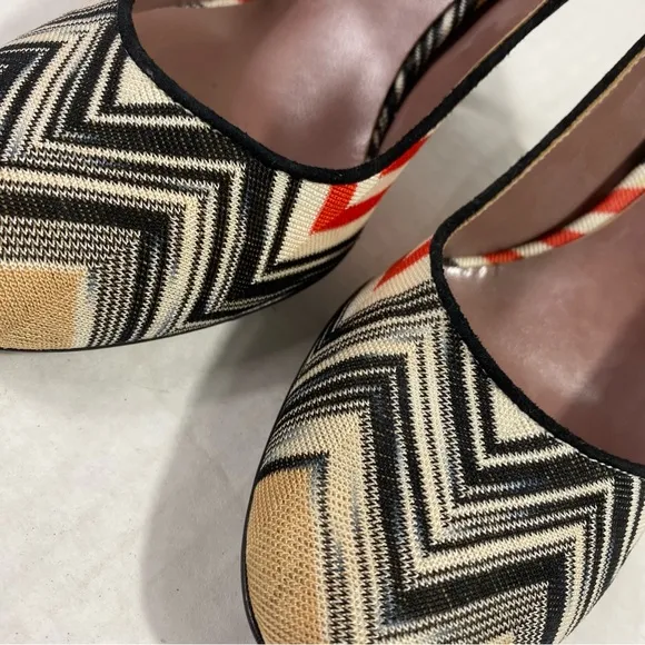 MISSONI Zigzag  Knit Leather Heel Pumps
