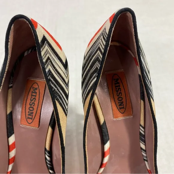 MISSONI Zigzag  Knit Leather Heel Pumps