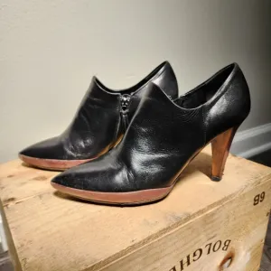 Miu Miu Black Leather Pointed Toe Ankle Booties Zipper Boots size 38 - 3&quot; heel