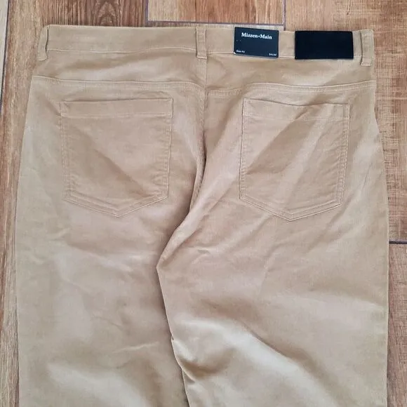 Mizzen Main Pants Mens 34x32 Beige Stretch‎ Leroy Corduroy Slim Fit NWT $158