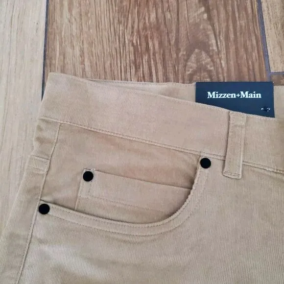 Mizzen Main Pants Mens 34x32 Beige Stretch‎ Leroy Corduroy Slim Fit NWT $158