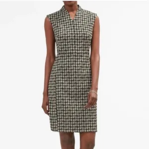 M.M. LaFleur Aditi 2.0 Modern Dress in Houndstooth Black and Beige