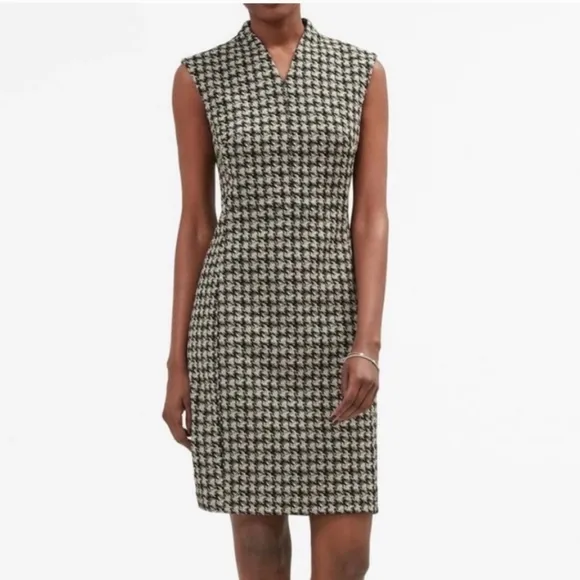 M.M. LaFleur Aditi 2.0 Modern Dress in Houndstooth Black and Beige