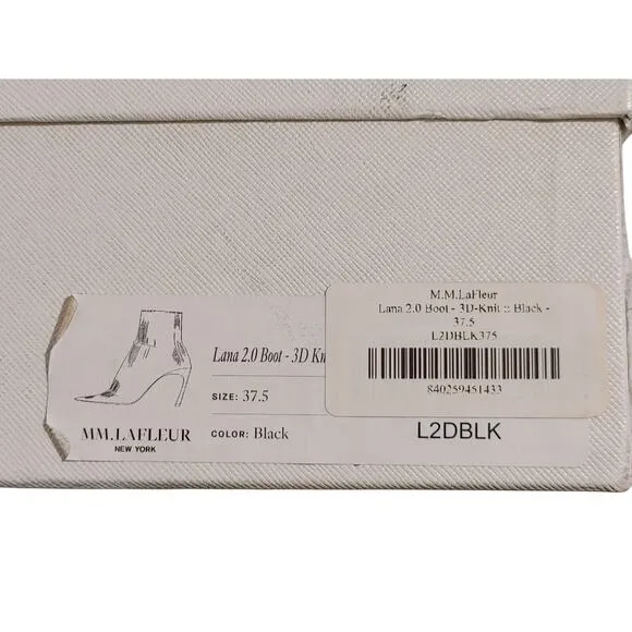 M.M. Lafleur Lana Boot 3D-Knit Pointed Toe Stiletto Heel Black Sz EU 37.5 US 7.5