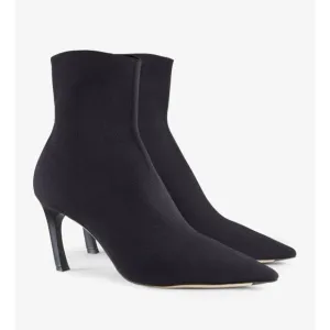 M.M. Lafleur Lana Boot 3D-Knit Pointed Toe Stiletto Heel Black Sz EU 37.5 US 7.5