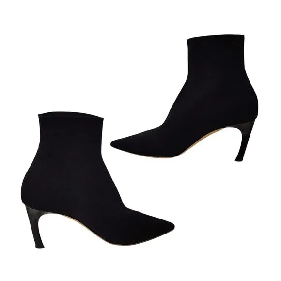 M.M. Lafleur Lana Boot 3D-Knit Pointed Toe Stiletto Heel Black Sz EU 37.5 US 7.5