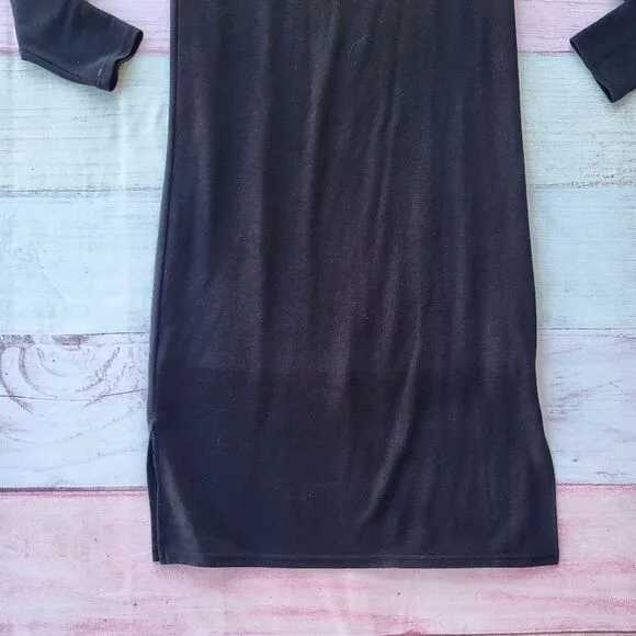 Modern Citizen Black Long Sleeve Round Neck Pullover Knit Shift Dress Size Large