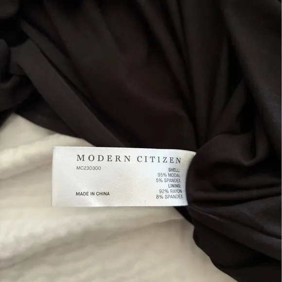 Modern Citizen Black Ruched V-Neck Drape Midi Dress