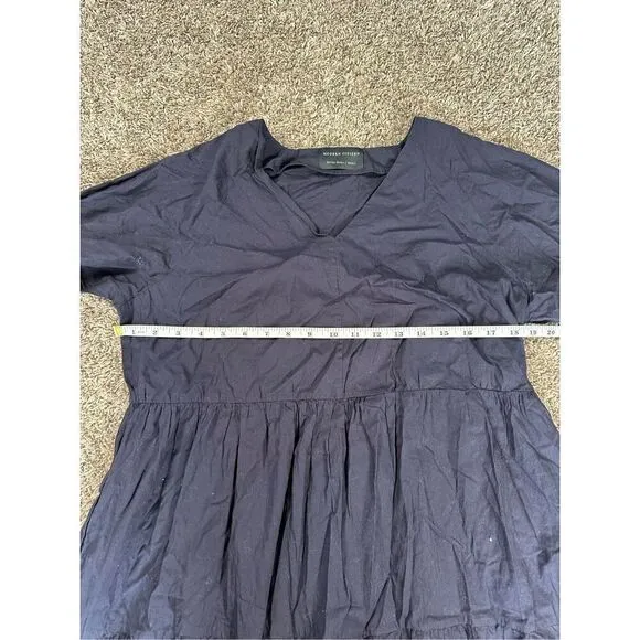 Modern Citizen Delia Maxi Dress Navy Blue Poplin Tiered Cotton Boho XS/S