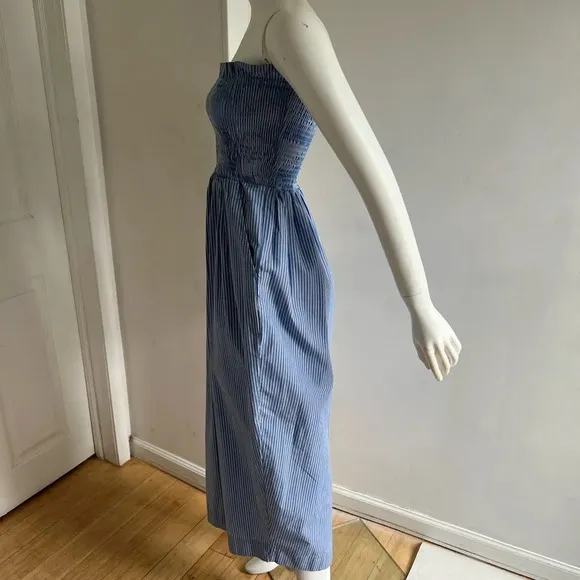 Modern Citizen Domi Smocked Strapless Maxi Dress Size XS Blue Striped
