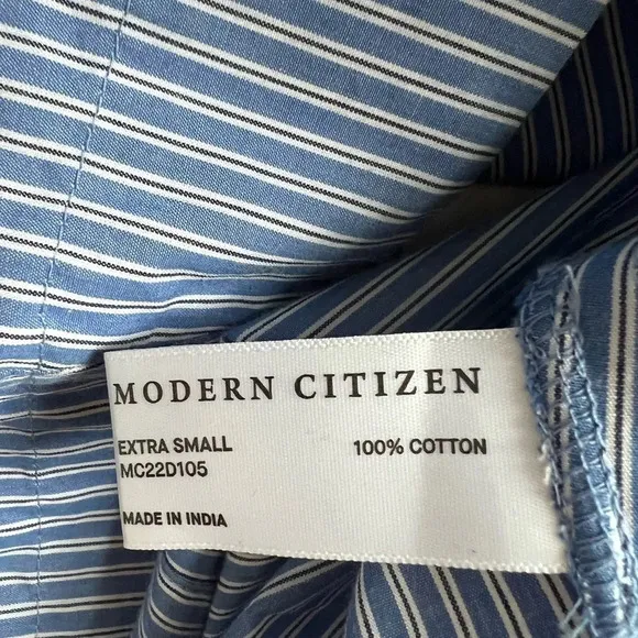 Modern Citizen Domi Smocked Strapless Maxi Dress Size XS Blue Striped