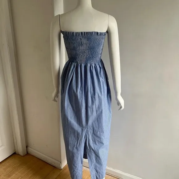 Modern Citizen Domi Smocked Strapless Maxi Dress Size XS Blue Striped