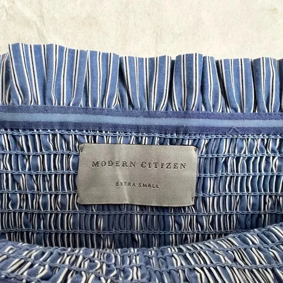 Modern Citizen Domi Smocked Strapless Maxi Dress Size XS Blue Striped