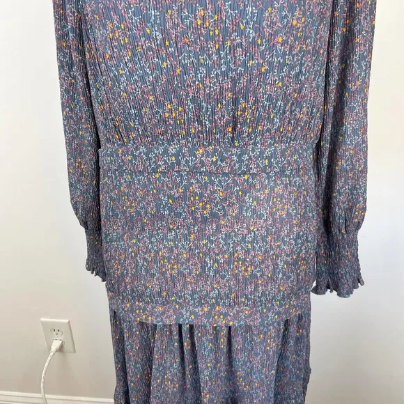 Modern Citizen Floral Long Sleeve Midi Dress In Blue Size XS